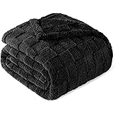 Exclusivo Mezcla Twin Size Flannel Fleece Blanket, Super Soft and Warm Lightweight Checkered Pattern Blankets for All Seasons, 60x80 Inches, Black