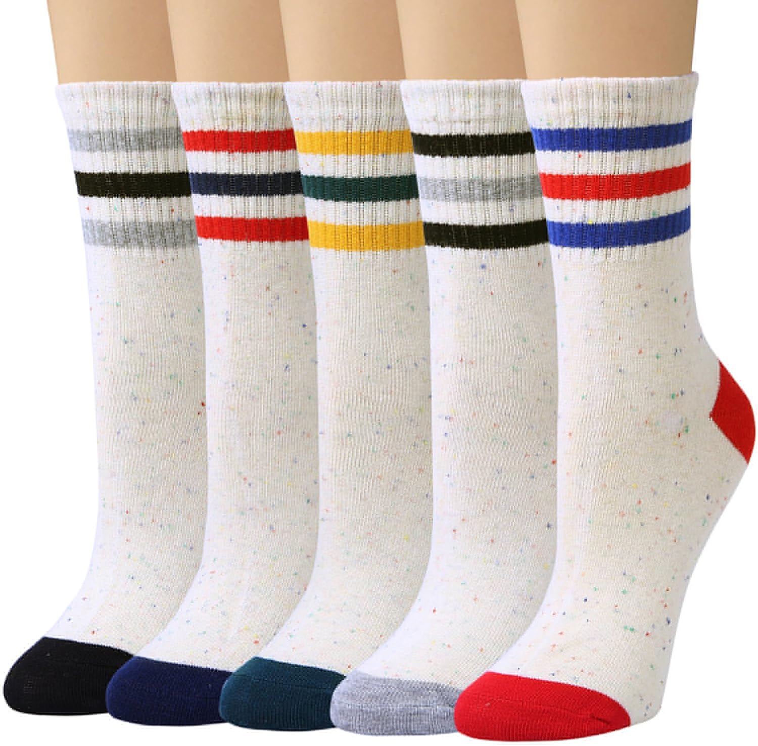 Amandir 5 Pairs Novelty Colorful Womens Dress Socks, Womens Striped