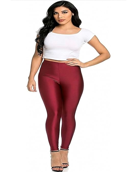 Buy Women’s Shiny Silk Satin Nylon Lycra Designer Leggings (Maroon) at Amazon.in