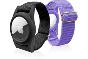 HOKEEA AirTag Bracelet for Kids, AirTag Holder with Elastic Wristband, Anti-Lost Watch Band for Apple Air Tag, Adjustable Strap for Toddler 2 Pack