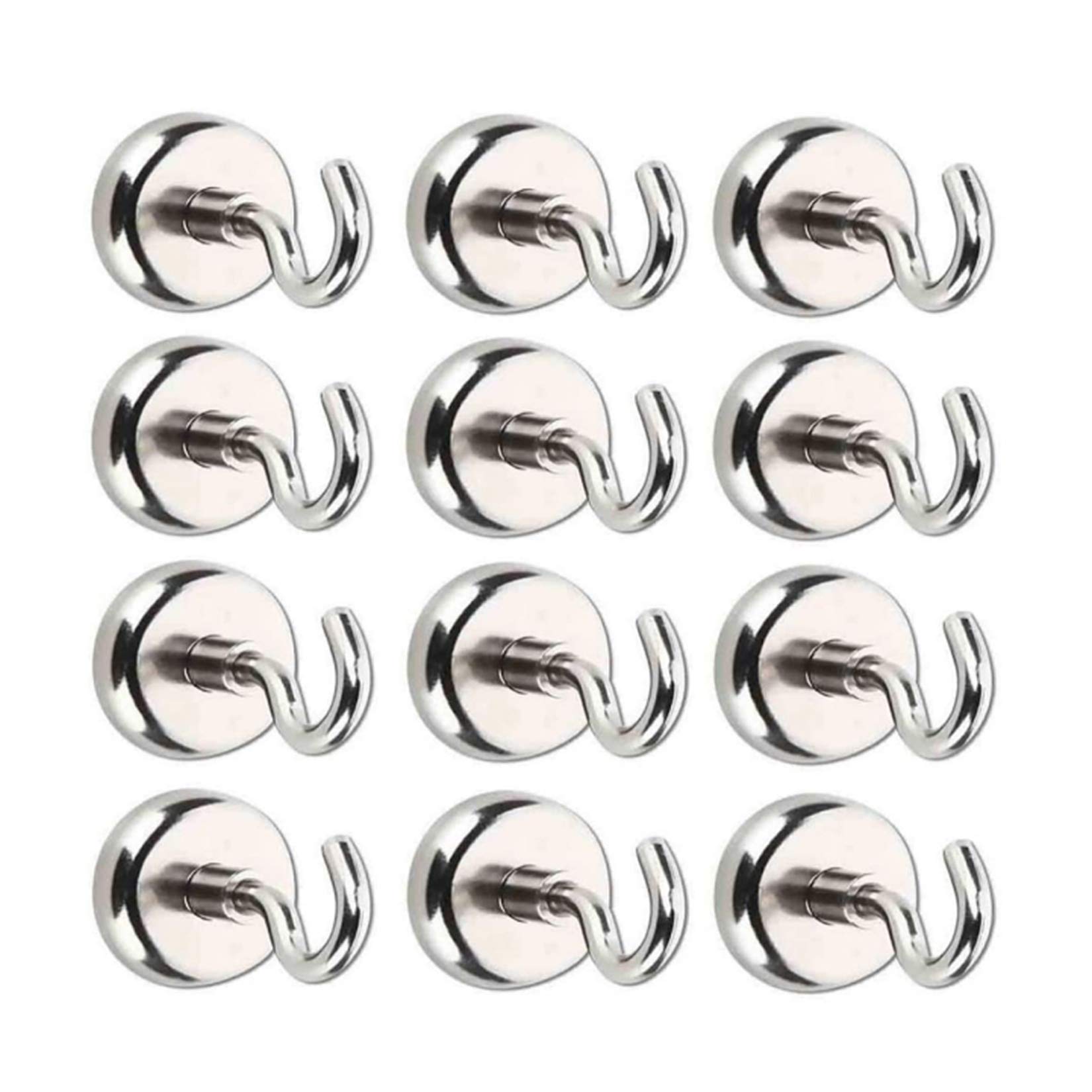 TAOHUIEU Magnetic Hooks, Magnets with Hooks, Magnetic Hooks, Super Strong Neodymium Magnetic Hooks, Use: Kitchen, Bathroom, Bedroom, Garage, Lockers, Office, Fridge Magnet, Key Holder (Pack of 12)