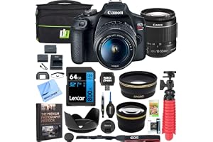 Canon EOS Rebel T7 DSLR Camera Bundle with EF-S 18-55mm is II Lens | 24.1MP, Wi-Fi, USA Warranty | Deco Gear Case, Double Battery, 64GB Card, Cleaning Kit & Mini Tripod