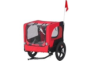 soges Dog Bike Trailer, Portable Pet Trailer Wagon Cart Travel Carrier Attachment, Dogs Cart with Back Entrance, Storage Bag