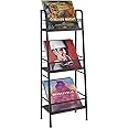 Jakyitvi Vinyl Record Storage Holder 3-Tier Large Capacity LP Records Rack Store About 60 Albums Solid Metal&MDF Board Stable R-shaped Matte Finish,Suitable for LP Records,CD,DVD,Book,Magazine
