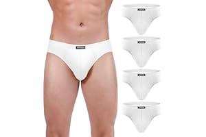 wirarpa Men's 100 Cotton Briefs Underwear No Fly Covered Waistband 4 Pack