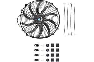 SSN 16" Electric Radiator Cooling Fan Mounting Kit, Push Pull Electric Radiator Universal Slim Fan with 12V 120W Mount Kit Black