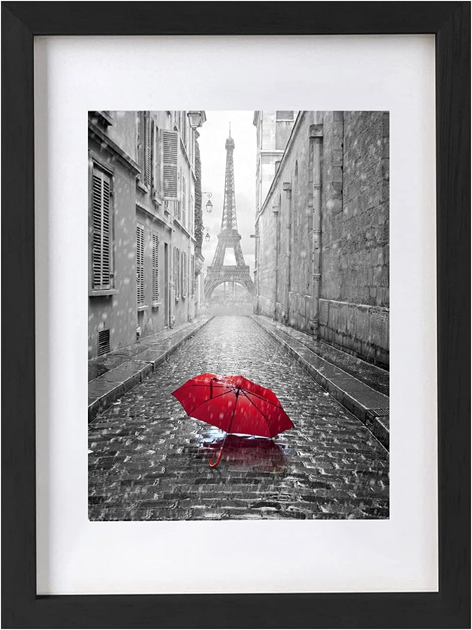 BESLY 11x14 Picture Frames Black Matted 8x10 Wooden Picture Frame Poster Frame Document Diploma and Certificate Frame for Wall Hanging Home Decoration-Black