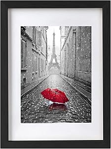 BESLY 11x14 Picture Frames Black Matted 8x10 Wooden Picture Frame Poster Frame Document Diploma and Certificate Frame for Wall Hanging Home Decoration-Black