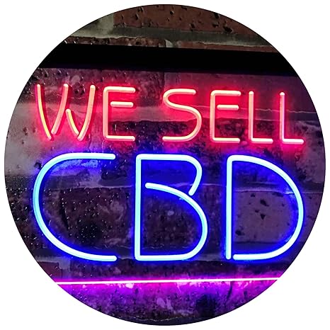 AdvpPro 2C CBD Oil Sold Here Cannabidiol Medical Cross Dual Color LED Neon Sign Blue & Red 300mm x 210mm st6s32-i3091-br