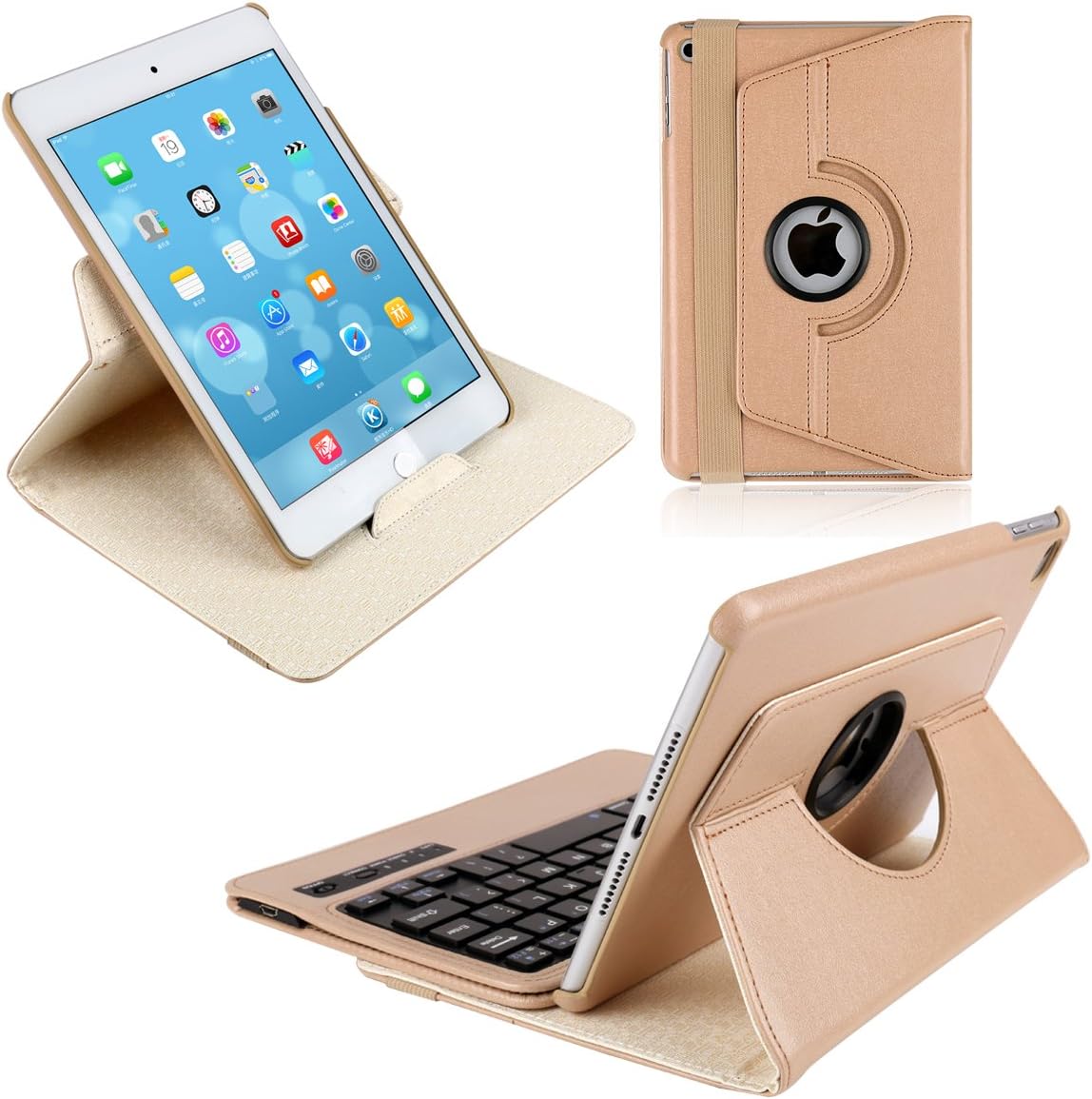iPad Mini 4 Detachable Keyboard Case, KVAGO Stylish 360 Rotating PU