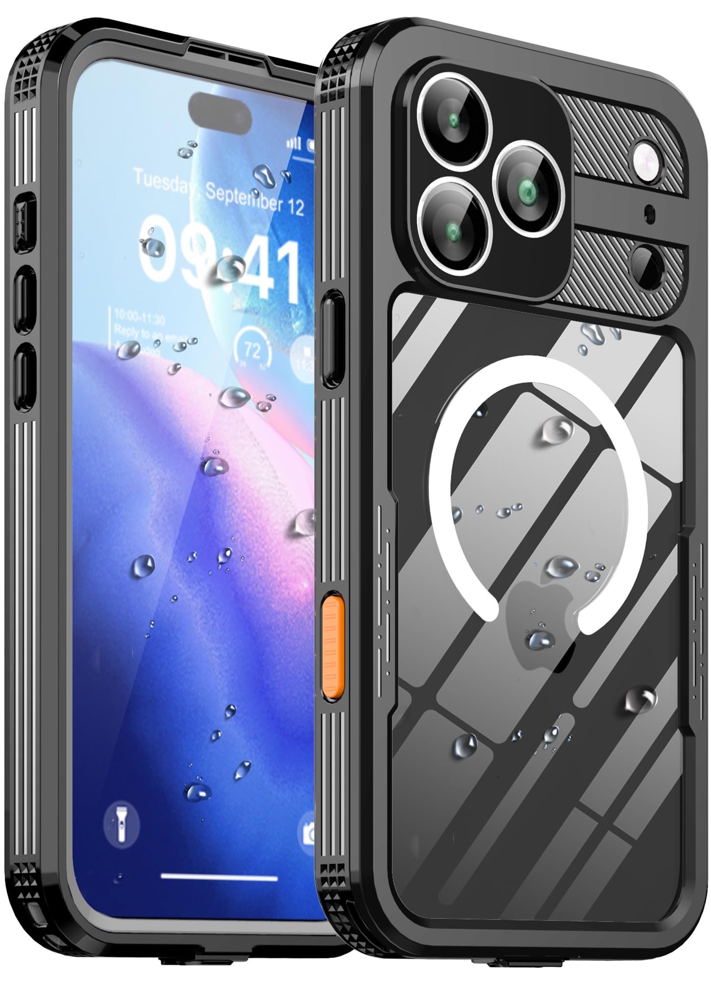 Photo 1 of for iPhone 17 Pro Max Waterproof Case, with Built-in Screen Protector Dustproof Shockproof [Compatible with MagSafe] Full Body Underwater Protective Phone Cover for iPhone 17 Pro Max 6.9" (Black)
