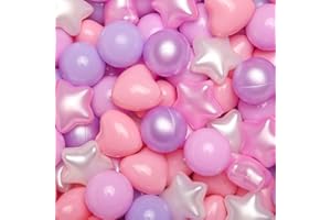 TRENDPLAY Ball Pit Balls Stars : Different Shapes - Mix Stars Shapes for Kids, Perfect for Parties, Pink Green Blue White Gray 50 100 200 500 Pack