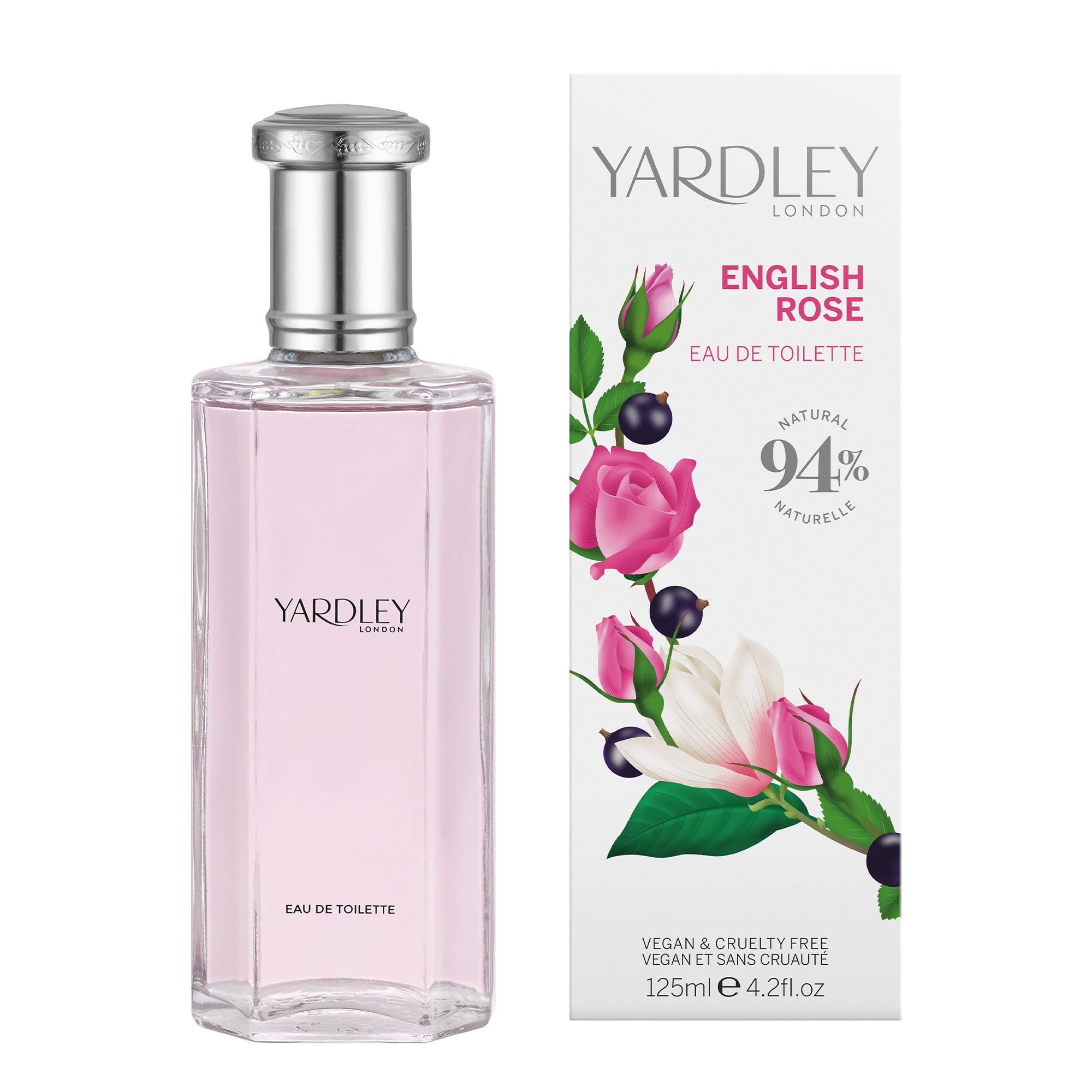 Yardley English Rose Eau de Toilette, Floral Womens Perfume with Notes of Magnolia and Violet, Fragrant Rose Perfume for Women 125ml
