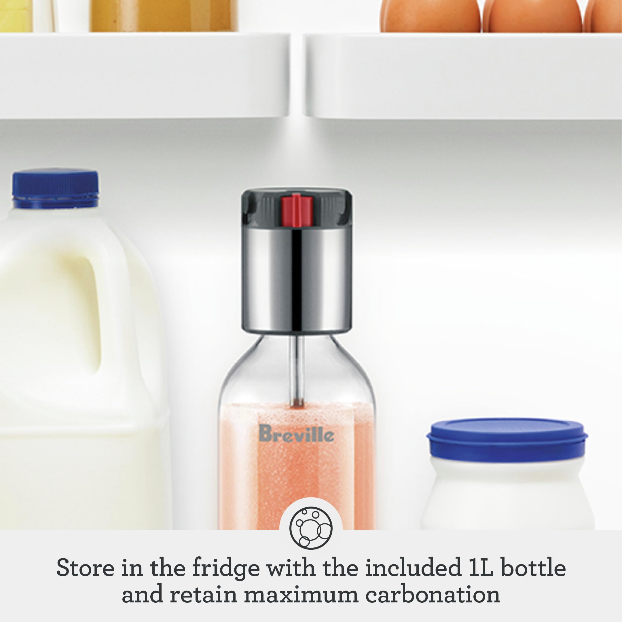 Breville BCA800BSS InFizz Fusion Sparkling Water and Beverage Carbonator, CO2 Cylinder Not Included, Brushed Stainless Steel