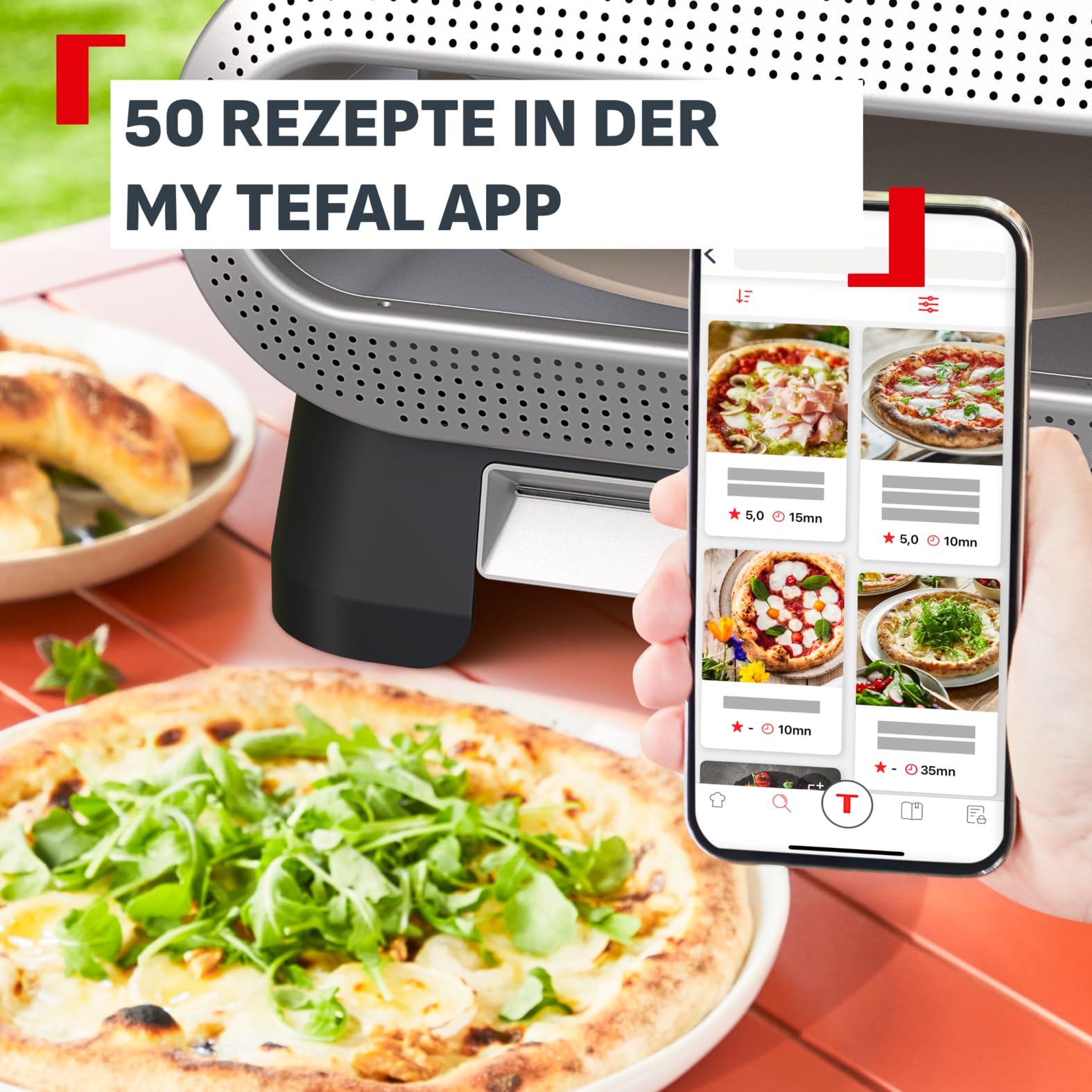 Tefal Pizza Pronto elektrischer Outdoor-Pizzaofen, automatischer Drehstein 7