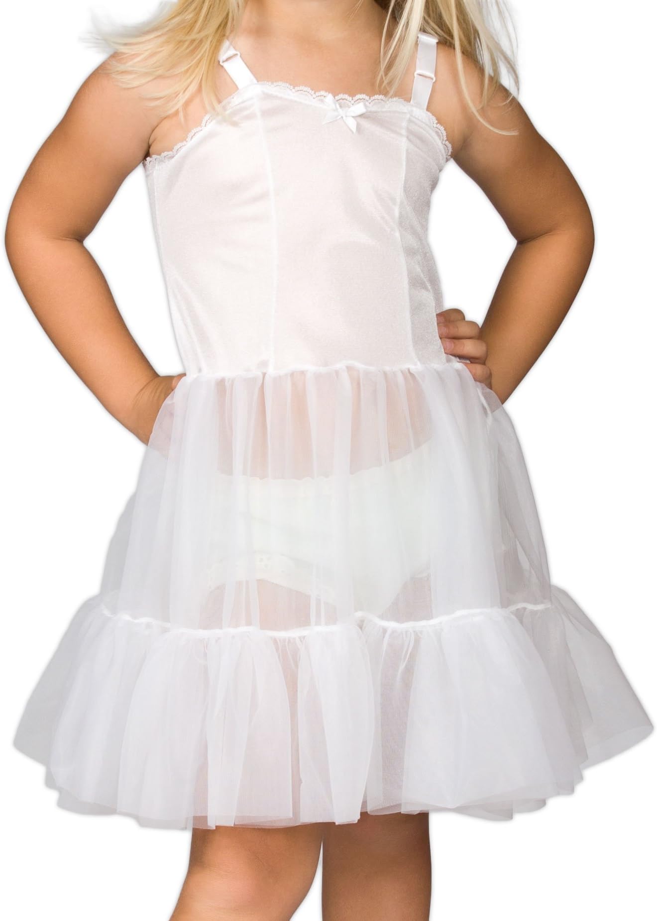 I.C. Collections Little Girls White Bouffant Sweetheart Slip Petticoat, 2T - 6X