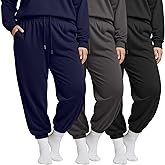 Evervibe 3 Pack Women's Plus Size Sweatpants Lightweight Athletic Joggers Drawstring High Waisted Lounge Pants with Pockets