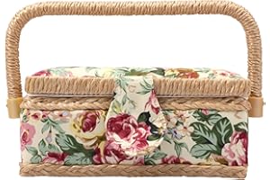 Sewing Box with Tray and Pin Cushion, Sewing Basket, Large Capacity Sewing Basket Organizer with Inside Pocket, Multifunction