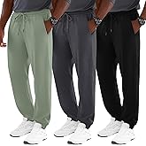 Velvelhall 3 Pack Men's Big and Tall Joggers Lounge Sweatpants Athletic Gym Pants with Pockets Workout Drawstring Jogger Pant