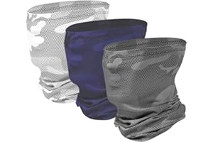 Rojuna 3-Pack Sun UV Protection Face Scarf Clothing Neck Gaiter Sunscreen Breathable Bandana for Fishing, Hiking, Running, Cy