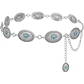 SUOSDEY Women Metal Waist Chain Belt Concho Western Cowgirls Country Belt for Jeans Dress