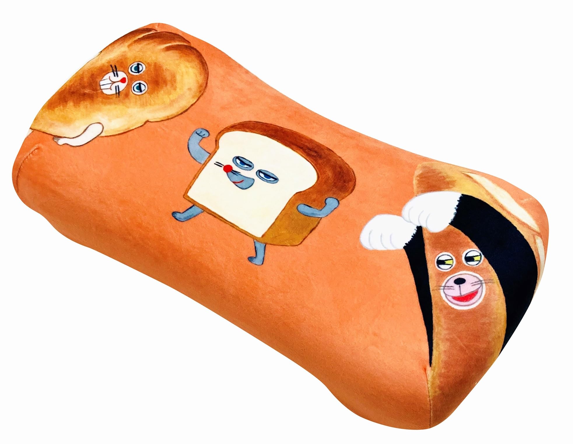 MORIPiLO 低反発クッション 腰枕 パンどろぼう (ミニリラックスピロー) 肌にやさしいふわモチ触感 グッズ ぬいぐるみ 昼寝枕 ブラウン 16x33x8cm キャラクター まくらのモリシタ商品画像