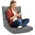 COSTWAY Floor Chair, Folding Gaming Chair with Back Support, 14 Adjustable Positions, Alloy Steel Frame, Lazy Sofa Lounge for Playing Reading Meditating Room Recliner for Adults, Kids (Gray)
