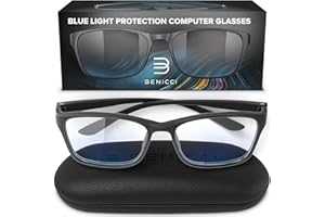 BENICCI Stylish Blue Light Blocking Glasses for Women & Men – Helps Ease Digital Eye Strain & Headache from Computers, Phones w/Case