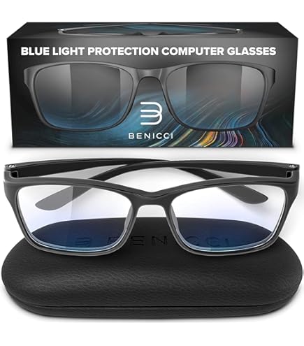 VisionGlobal Blue Light Blocking Glasses for Computer Reading, Anti Glare Lenses Help Reduce Eye Strain and Fatigue, For Men/Women (Black, No Magnification) : Health & Household