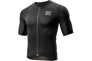 ROCKBROS Men’s Cycling Jersey Short Sleeve Road Bike Shirt Zipper Pocket Quick Dry Bicycle Jersey