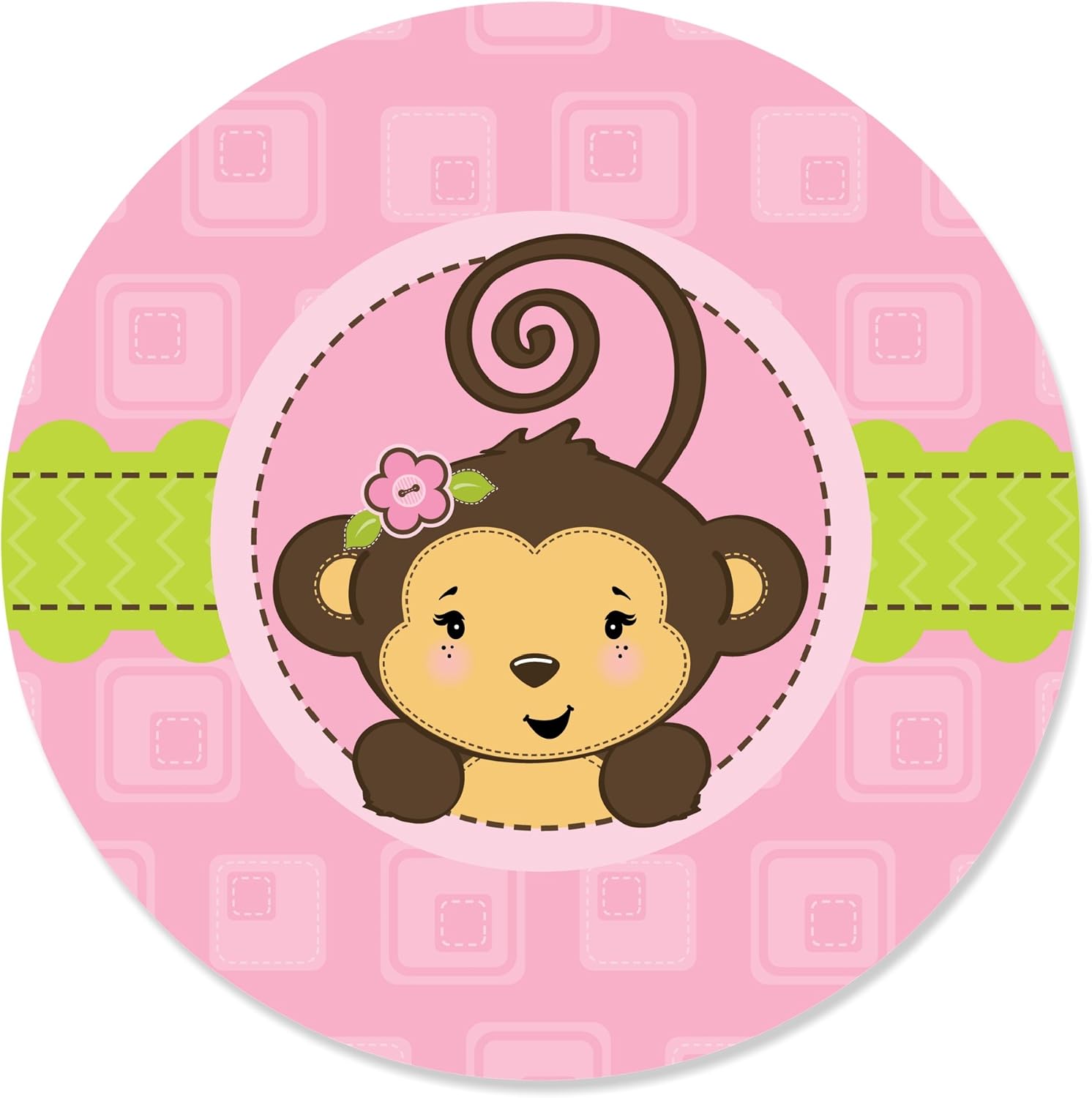 Amazoncom Pink Monkey Girl Baby Shower Or Birthday Party Circle Sticker Labels 24 Count Kitchen Dining