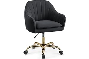 Vanity Chair with Wheels, Adjustable Modern Velvet Makeup Vanity Chairs, Comfy Home Office Desk Chairs for Bedroom Living Roo