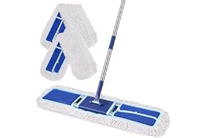 EHADOO 36" Commercial Dust Mop: Dry Dust Broom for Hardwood Floors Cleaning - 2 Reausable Mop Pads 59" Long Handle Heavy Duty Frame - Professional Cleaning Supplies for Hotel Warehouse School Janitor
