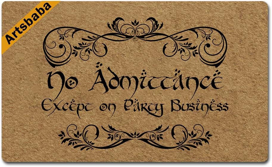 Artsbaba Doormat No Admittance Except on Party Business Door Mat Rubber Non-Slip Entrance Rug Floor Door Mat Funny Home Decor Indoor Mats 30 x 18 Inches