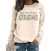 GINESBE Grandma Sweatshirt Women Happiness is Being a Grandma Graphic Crewneck Sweat Shirts Vintage Nana Fall Pullover Tops