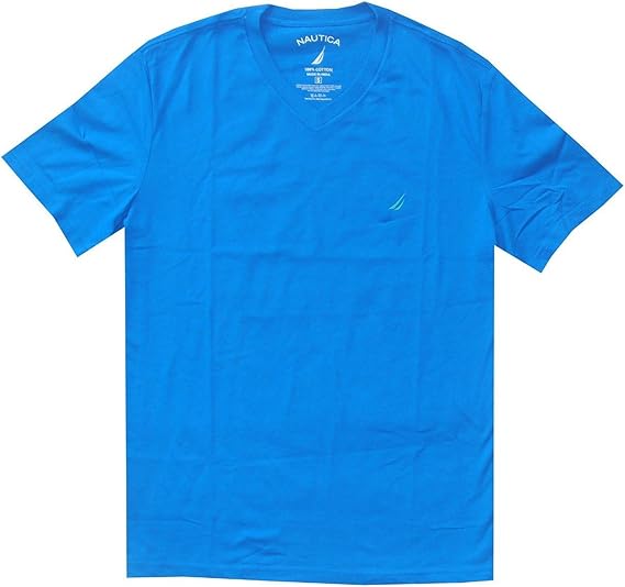 Nautica Men Slim Fit VNeck TShirt (S, Blue) Buy Online at Best Price
