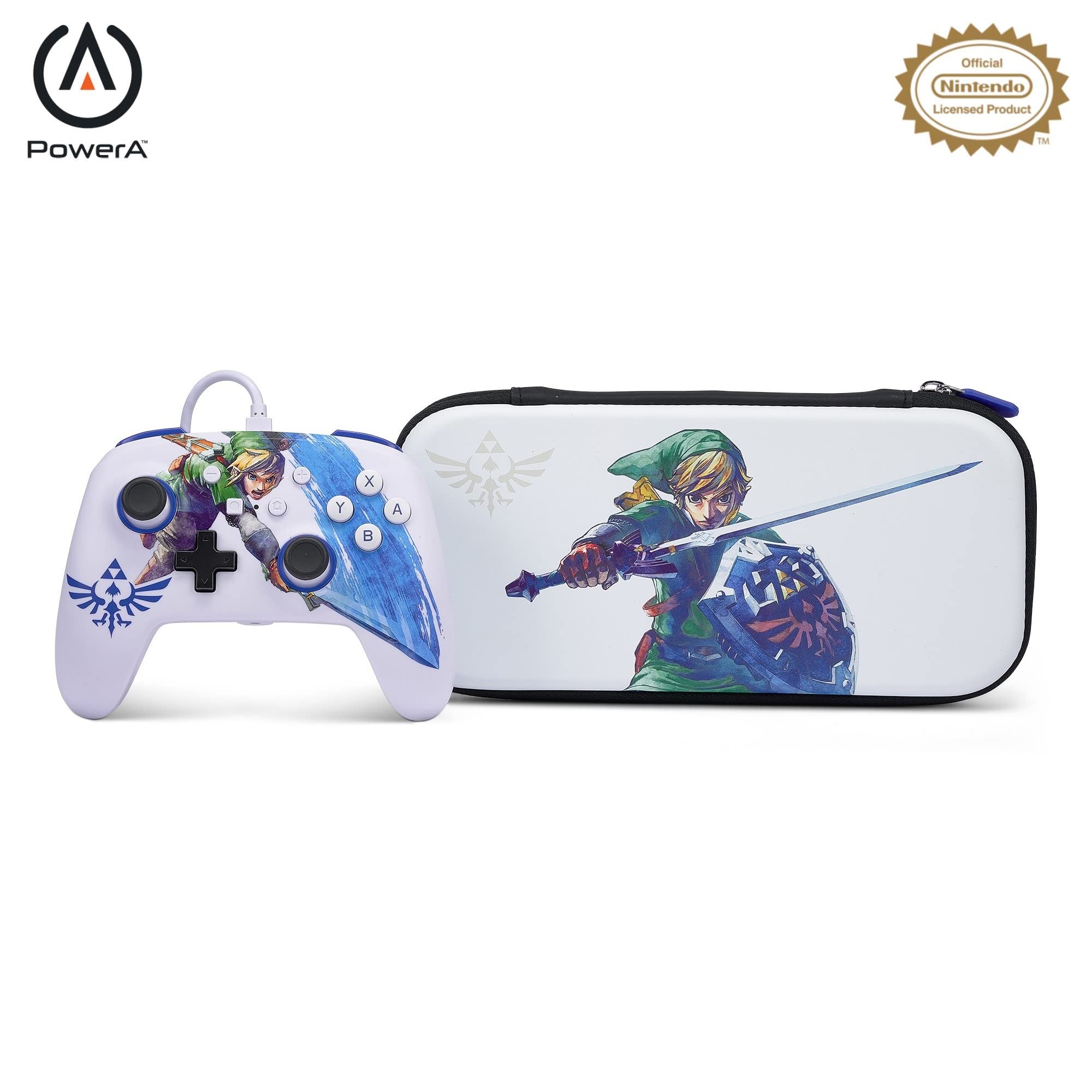 PowerA Enhanced Wired Controller and Slim Case for Nintendo Switch - Master Sword, Protective Case, Gaming Case, Gamepad, Game Controller, Wired Controller, Officially licensed