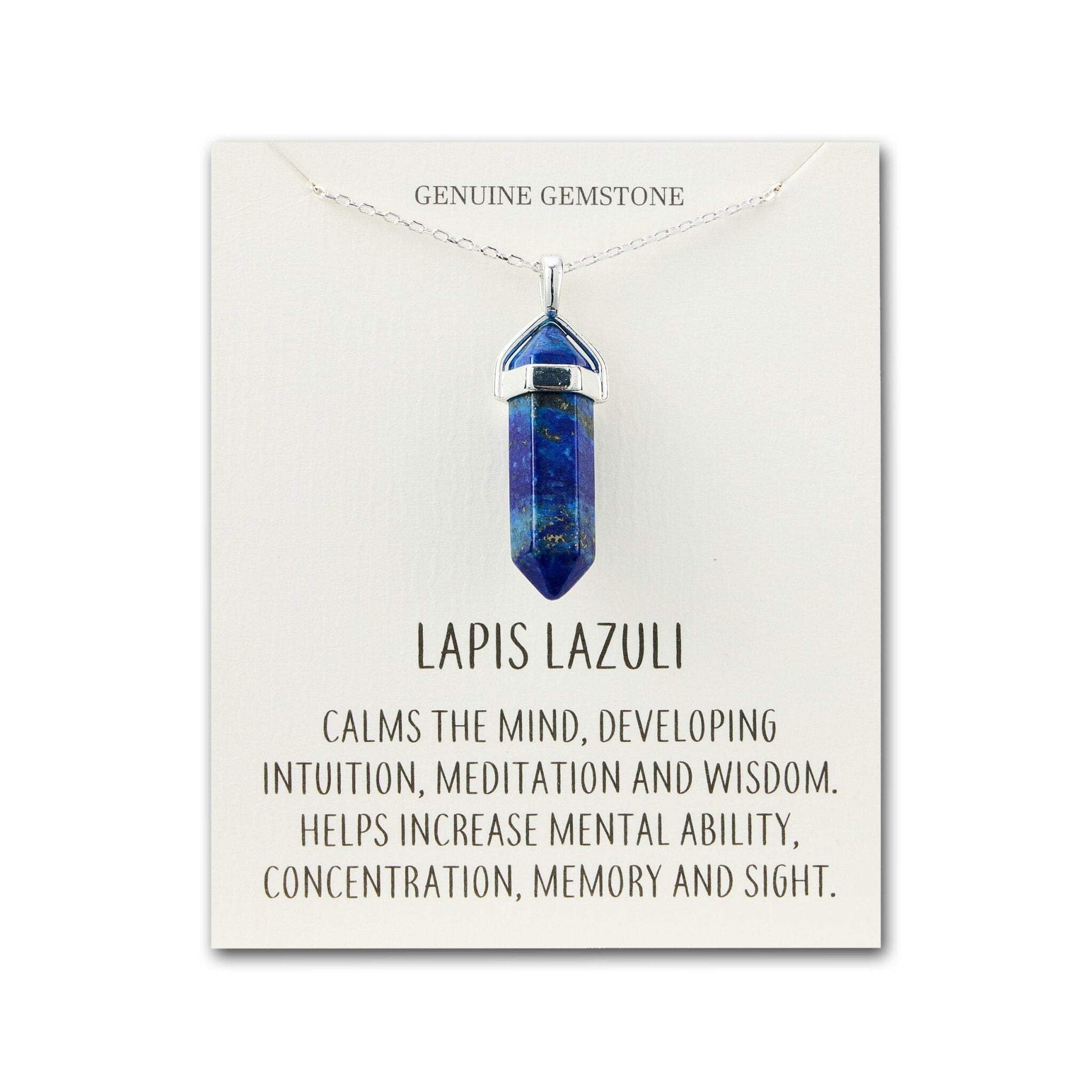 Philip Jones Lapis Gemstone Necklace with Quote Card