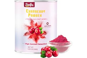 SNAFRE Cranberry Powder, 6.34OZ/180G Freeze Dried Cranberries Powder, Fruit Powder, No Sugar, No Additives, for Baking, Smoothies, Juices, Cocktails, Tea, Yogurt, Oatmeal