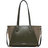 Anne Klein Womens East West Suede Tote, Olive