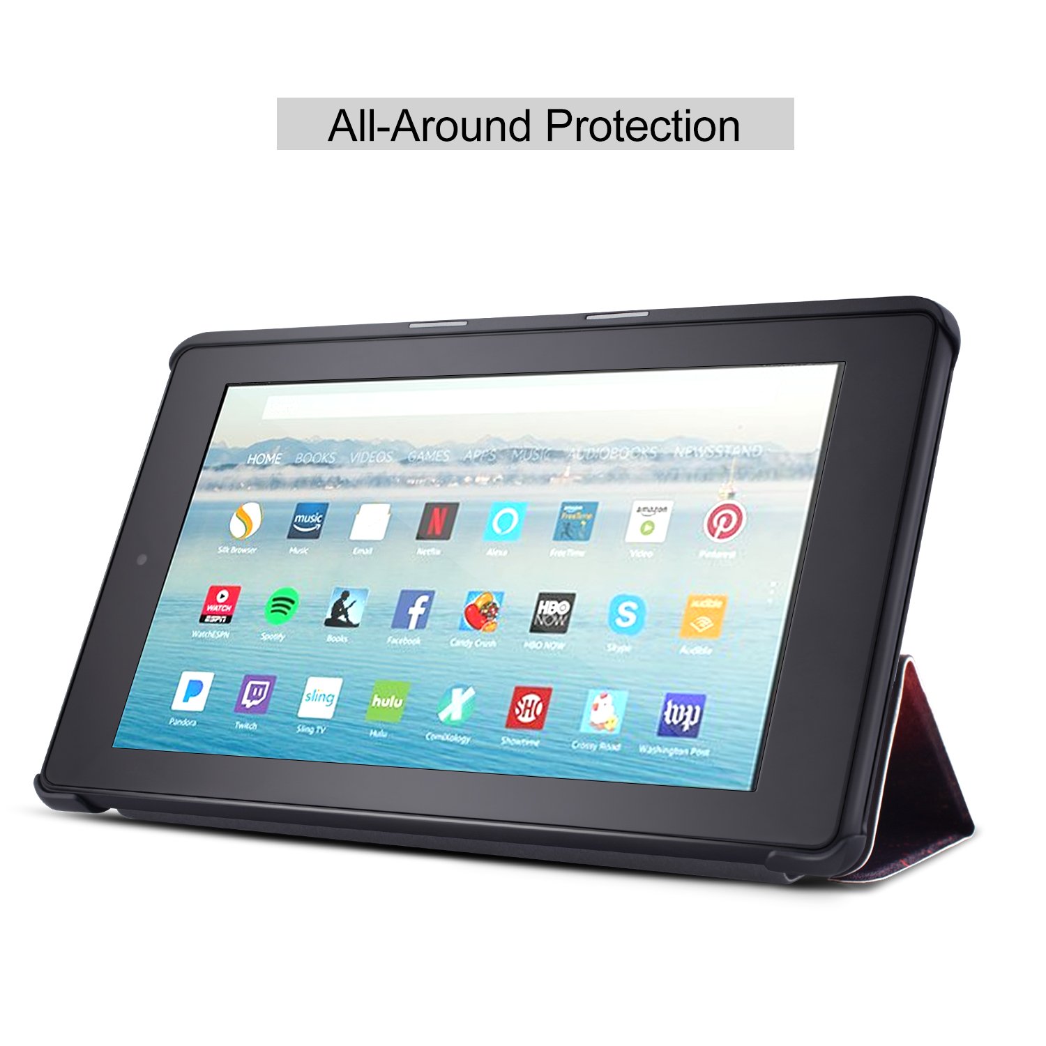 Dopup Fire 10 Case Ultra Lightweight Folding Stand Cover All New Slim-Fit PU Leather with Auto Wake/Sleep Fire 10 Tablet Case(Geometry Maple)