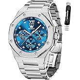 OLEVS Watches for Men Stainless Steel Business Dress Large Easy to Read Analog Watch Waterproof Luminous Casual Luxury Men Watch