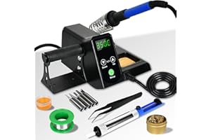 KYZHXVO Soldering Station kit-°F & °C Dual Digital Display Soldering Iron Station,356℉- 896℉ Temperature, Anti-Static & Grounding Wire, Auto Standby & Sleep,5 Solder Tips