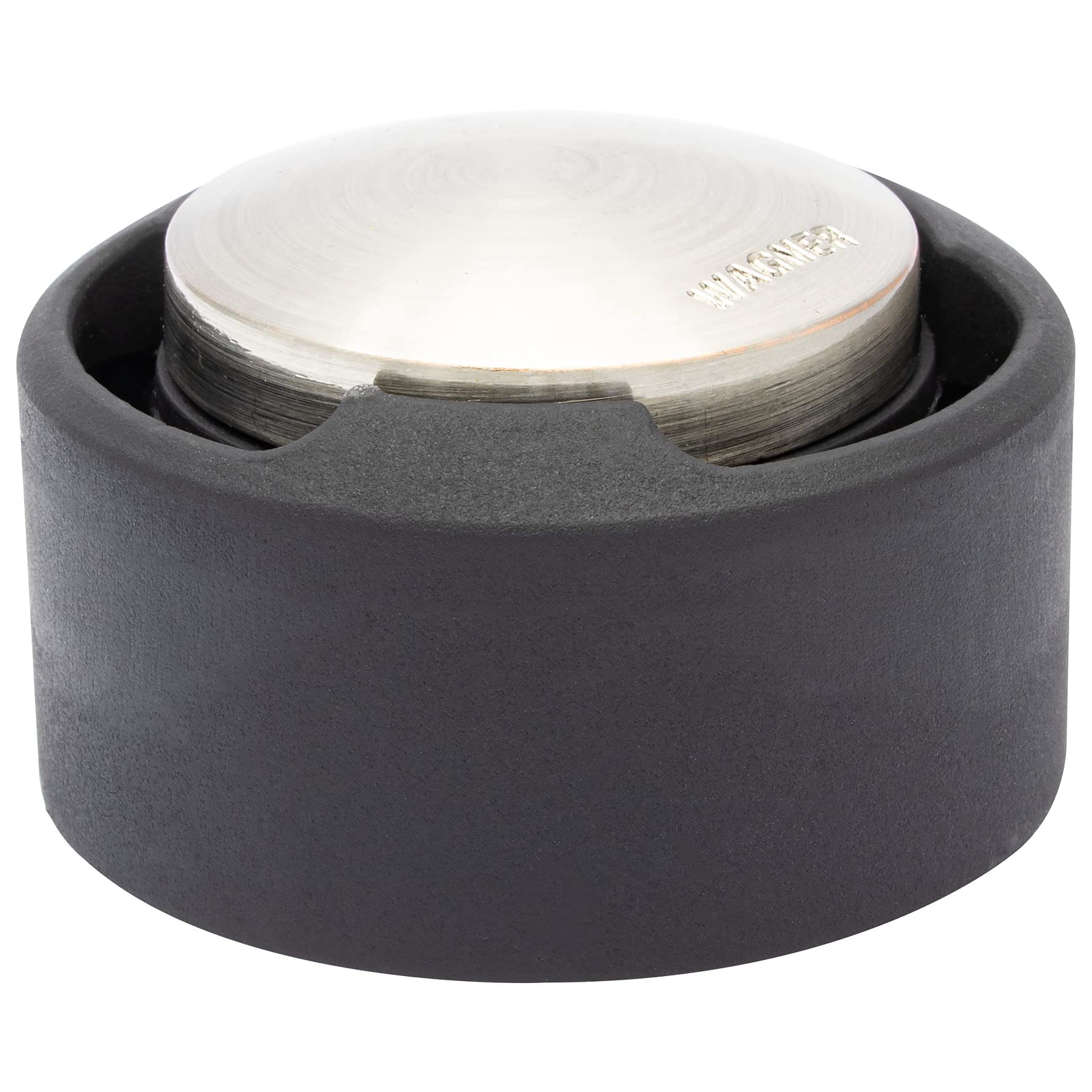 Wagner Doorstop Screw OR Glue Floor - Ø 52 x 30 mm, Buffer Made of die-cast zinc with Stainless Steel Look + Soft Thermostatic Rubber, to be Screwed or glued on Floors - 15517111