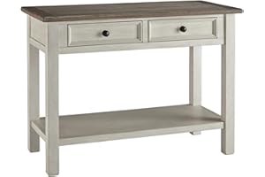 Signature Design by Ashley Bolanburg Farmhouse Rectangular Two Tone Sofa Table, Antique Cream