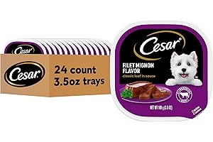 Cesar Classic Loaf in Sauce Adult Wet Dog Food Filet Mignon, 3.5 oz. Easy Peel Trays, 24 Count (Pack of 1)