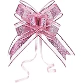 KLOVYRA Pink Glitter Pull Bows–6 Inch 10 Pack Butterfly Pull Bow for Presents, Bridal Shower, Valentines, Mother’s Day, Baby Shower Girl Bow, Birthday & Party Gift Wrap