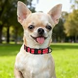 Taglory Reflective Nylon Dog Collar Safety Buckle XS Red view 2
