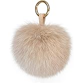 Genuine Fox Fur Pom Pom Keychain Bag Purse Charm large Fluffy Fur Ball Keychains
