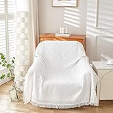 AIVIA Armless Loveseat Cover Sheet Blanket, Anti Slip Throw Cushion Covers for 2 Seater Armless Couches, Love-Seat Furniture Decor Slipcovers Protector for Dogs Cats (71” x 91” White)